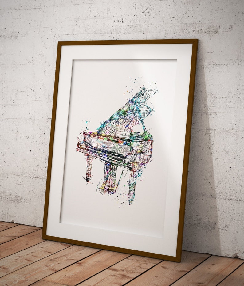 piano wall art, music room print, piano sketch print, piano poster art, watercolor piano print, poster of piano , piano sketch prints, image 3