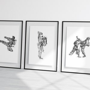 karate set of prints, karate drawings, karate sketch prints, karate gifts, martila art sketches, martial art gift prints,martial art posters