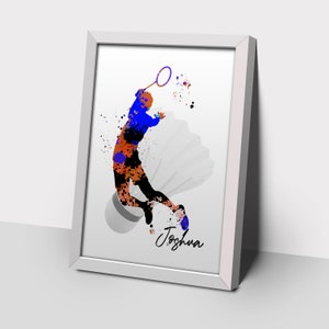 Badminton print gifts, custom badminton player, badminton gifts, badminton player art, personalised badminton print,badminton poster