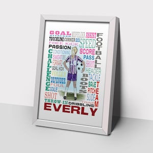 stampa personalizzata di calcio da donna stampa personalizzata di calciatore regalo personalizzato di calcio stampa di calcio da donna regalo per calciatore, calcio