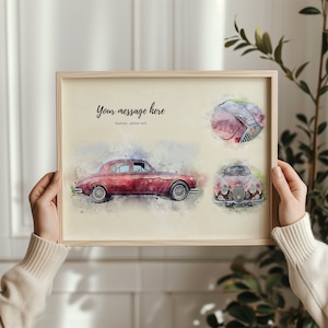 車のギフトプリント、写真からパーソナライズされた車、自動車ギフトプリント、カスタム車のプリント、パーソナライズされた車の肖像画、車のコラージュカスタムプリント