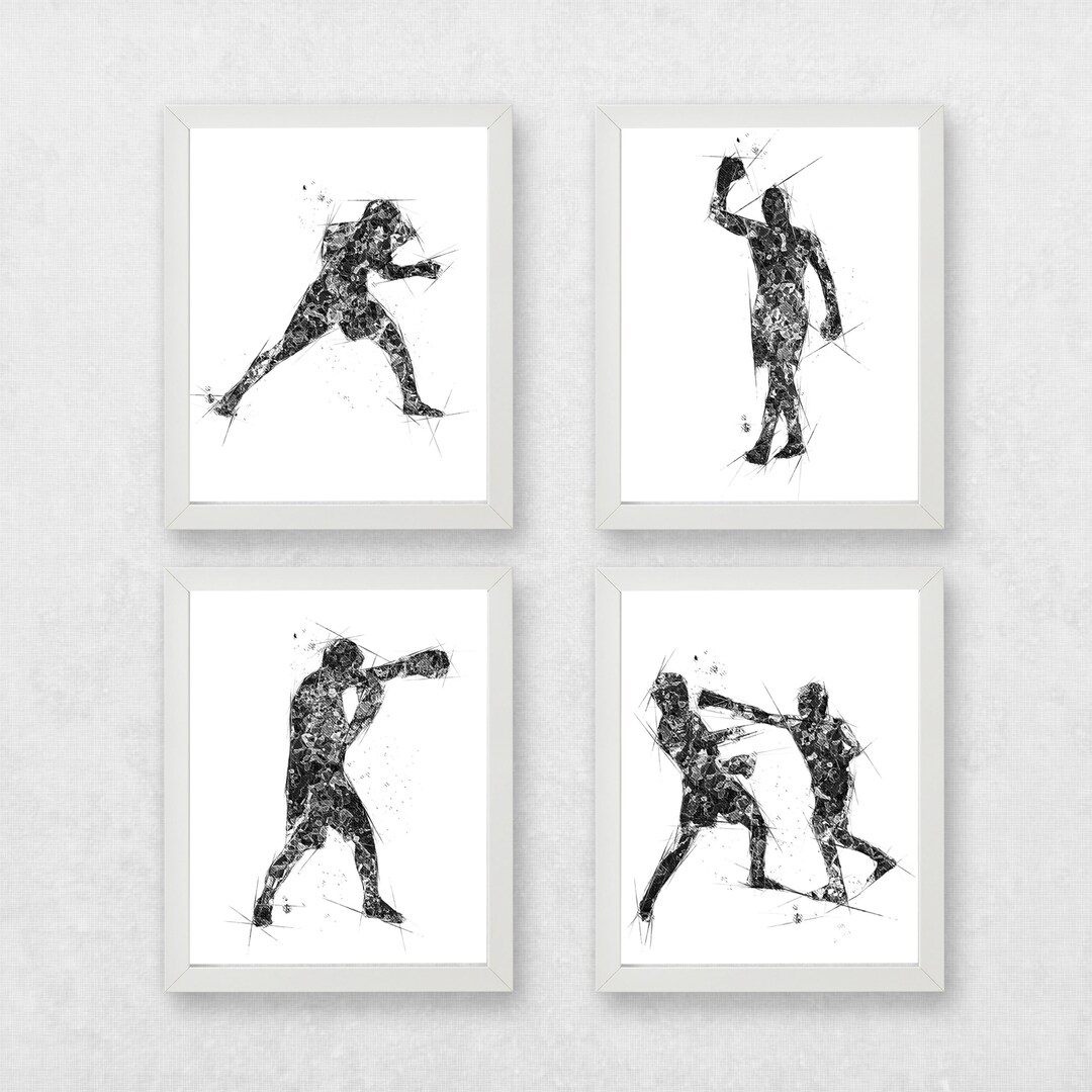 Set of Boxing Prints, Boxing Wall Art, Boxing Posters, Abstract Boxing ...