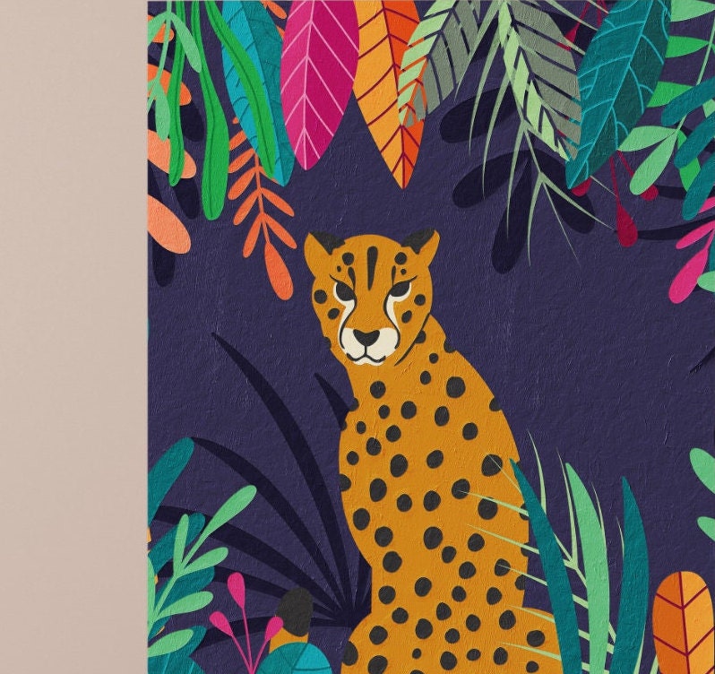 Set of Cheetah Prints Cheetah Wall Art Colourful Cheetah Etsy