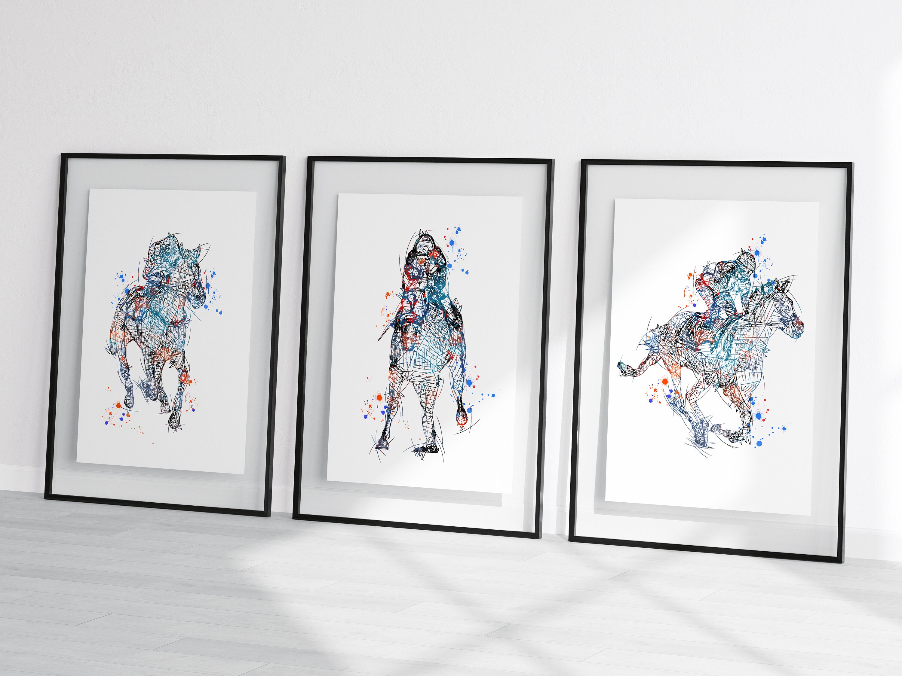 Horse Racing Sketch Horse Racing Art Horse Racing Wall Art Etsy