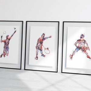 badminton sketch prints, badminton gift prints, badminton sketches , badminton player gift, gift for badminton player, badminton poster