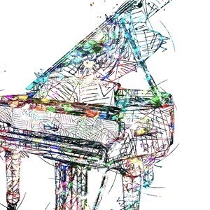 piano wall art, music room print, piano sketch print, piano poster art, watercolor piano print, poster of piano , piano sketch prints, image 2