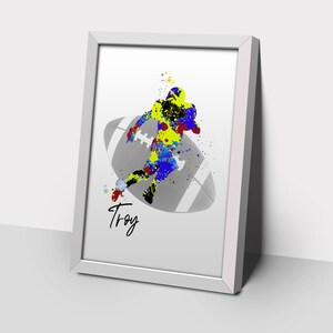 personalised american football  print, custom  football print, personalised football  art, american footballer  custom art, football custom