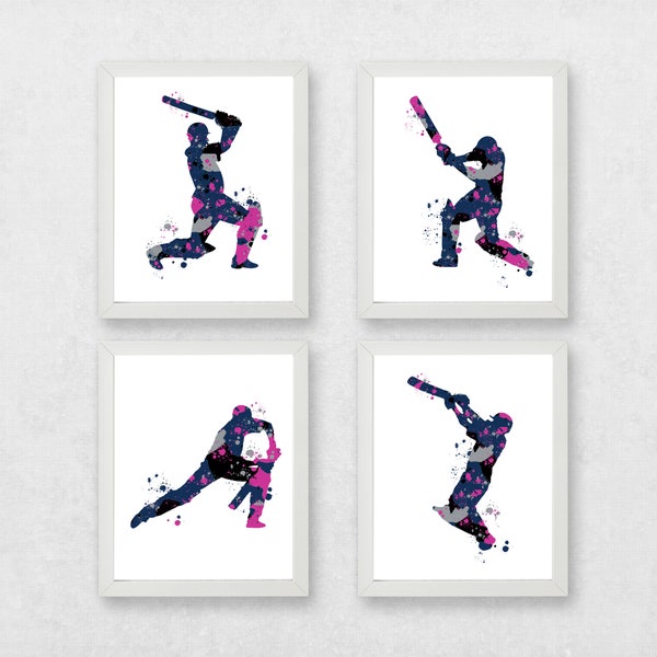 Abstract cricket prints, set of cricket prints, gift for cricketer, cricket posters, custom cricket prints, cricket wall art, cricketer gift