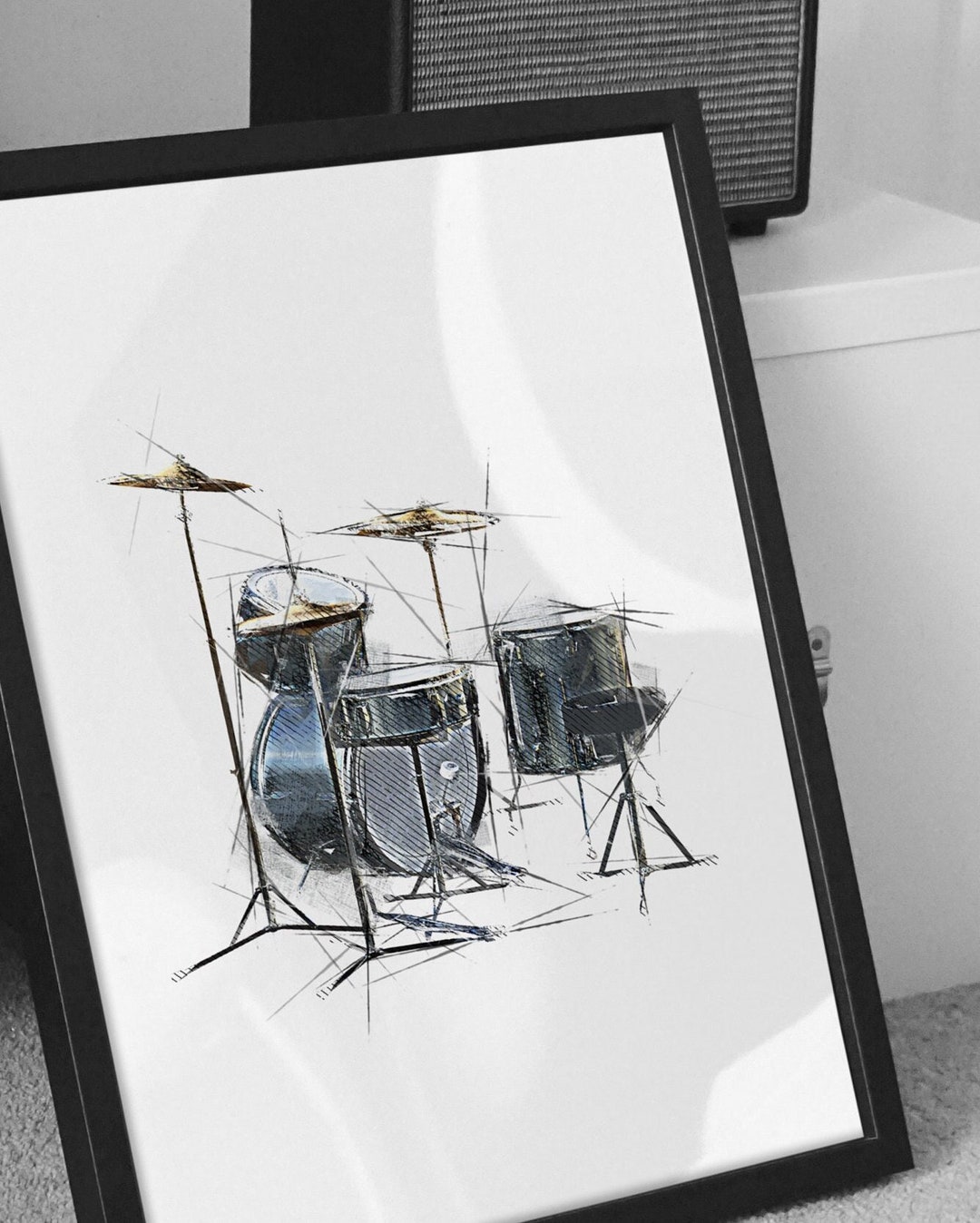 Set of Drums Wall Art Drum Set Print. Drums Poster Print Etsy