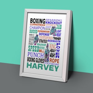 Personalised boxing print, boxing typography , boxing custom print, boxing gift male boxing gift, female boxing print, gift for boxer