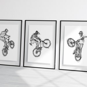 Stampa BMX, stampe BMX, arte della parete BMX, stampe regalo Bmx , regalo per pilota Bmx, stampe regalo pilota Bmx, stampe Bmx astratte, schizzo bmx , regalo bmx