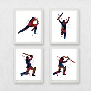 Abstract cricket prints, set of cricket prints, gift for cricketer, cricket posters, custom cricket prints, cricket wall art, cricketer gift