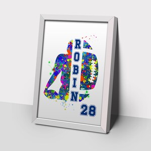 personalised american football  print, custom  football print, personalised football  art, american footballer  custom art, football custom