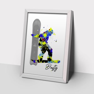 impression de snowboarder personnalisée, impression de snowboarder personnalisée, art de snowboarder personnalisé, cadeau, cadeau pour snowboarder, art de sports d'hiver