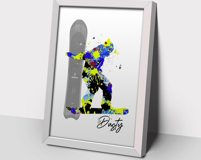 personalized snowboarder  print, custom snowboarder  print, personalised snowboarder art,   gift, gift for snowboarder , winter sports art