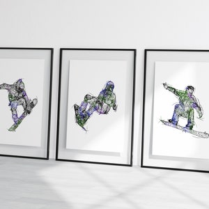snowboarder prints, gift for snowboarder, snowboarder art, snowboard wall art, winter sport sketches, snowboard sketch , snowboarder posters