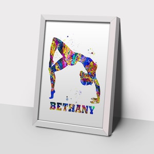 Women&#39;s gymnast personalised print, gymnast custom prints, girl&#39;s gymnast print, lady gymnast print, gymnast set of posters,