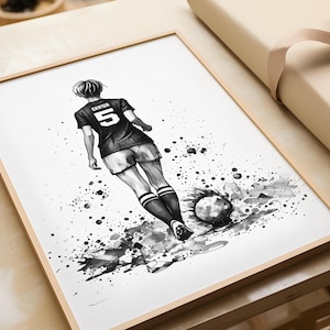 ladies football personalised print, gift for lady footballer, football custom print, women&#39;s football print, gift for footballer