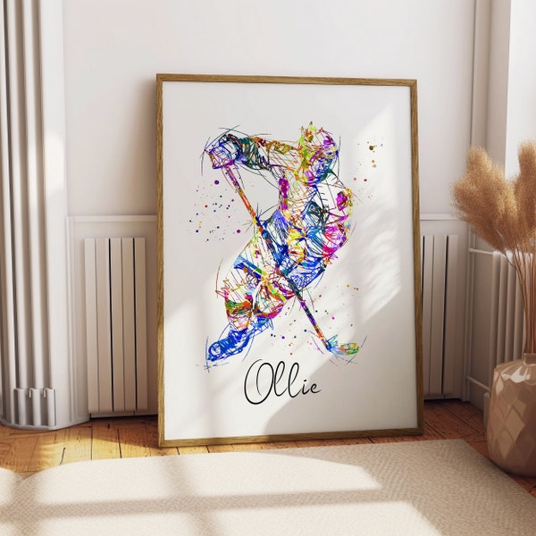 ice hockey personalised print, ice hockey gift, custom ice hockey player, ice hockey gifts, gift for hockey player , ice hockey custom art