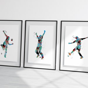 watercolour cricket set, men&#39;s bowling cricket  prints, cricket bowler prints , cricket wall art, prints, set of 3 cricket prints,