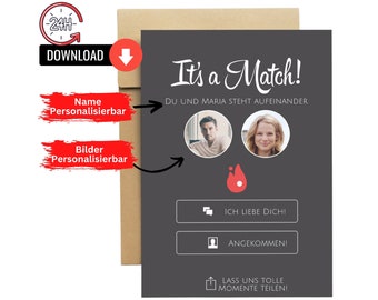 Personalisierte Tinder Karte für Valentinstag  I Freund I Freundin | Frau oder Mann I Jahrestag