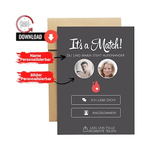 Biglietto Tinder personalizzato per San Valentino I Ragazzo I Ragazza | Moglie o marito I anniversario