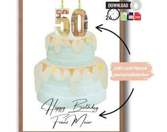 Personalized cash gift for a birthday | Digital last-minute gift as a download