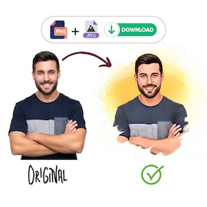 Niestandardowy portret kreskówkowy ze zdjęcia do mediów społecznościowych jako zdjęcie profilowe lub logo I Spersonalizowany własny awatar