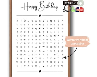 Personalized crossword puzzle for a birthday | Creative voucher or special gift | Gift idea as a download in DIN A4 or DIN A3