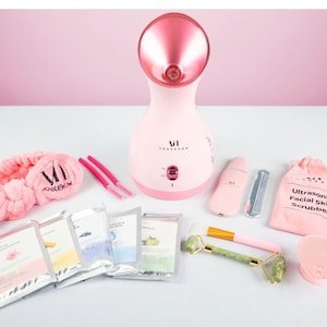 VogueNow Spa Gift Set | Skincare Gift Box for Her | Stress Relief Care Package | Face Steamer & 17 Pieces Products | Self Care Basket