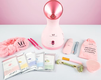 VogueNow Spa Gift Set | Skincare Gift Box for Her | Stress Relief Care Package | Face Steamer & 17 Pieces Products | Self Care Basket
