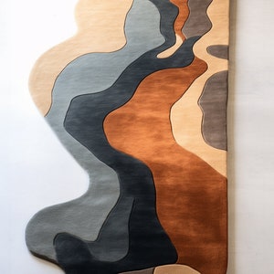 Modern Abstract Irregular Shape Soft Wool Handmade Area Rug for Home, Office, Living Room, Kids Room 4*6, 5*8, 6*9, 8*10, 9*12ft