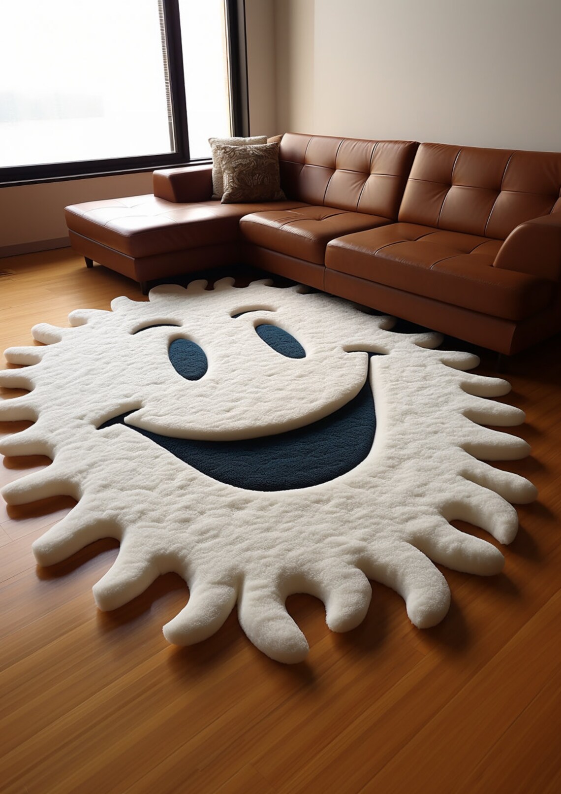 Irregular Round Smiling Star Design Hand Tufted Handmade Rug for ...