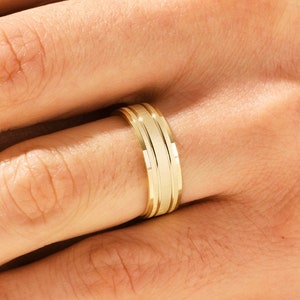 Gebürsteter Massivgold Herren Ehering • Gerillter 7 mm Ring • 10k, 14k, 18k Gold