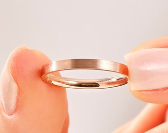 Roségouden trouwring • Mat platte ring van 2 mm