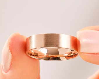 ソリッドローズゴールド結婚指輪 • マットフラットリング、5mm