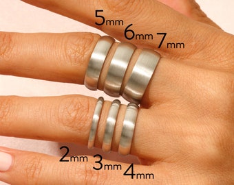 Alianza de bodas abovedada de plata esterlina • Anillo de ajuste cómodo mate