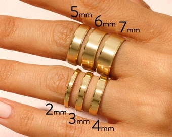 14k Solid Yellow Gold Wedding Band • BEVELED-EDGE • MATTE • Classic Wedding Rings for Men and Women • Plain Simple Wedding Band Ring