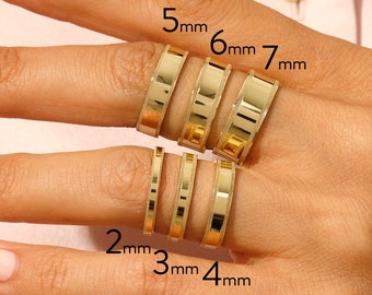 18k Solid Yellow Gold Flat Milgrain Wedding Band • Comfort Fit