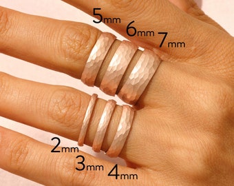 14k Solid Rose Gold Domed Wedding Band • DOME • HAMMERED • Classic Wedding Rings for Men and Women • Plain Simple Wedding Band Ring
