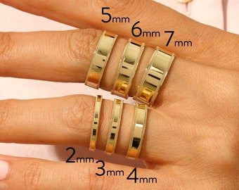 14k Solid Yellow Gold Flat Milgrain Wedding Band • MILGRAIN • COMFORT FIT • Classic Wedding Rings for Men and Women • Custom Engraving