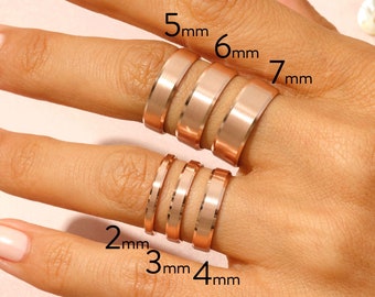 14k Solid Rose Gold Wedding Band • BEVELED-EDGE • MATTE • Classic Wedding Rings for Men and Women • Plain Simple Wedding Band Ring