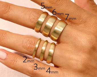 18k Solid Yellow Gold Wedding Band • Matte Domed Ring