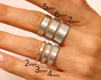 14K Solid White Gold 2mm 2.5mm 3mm 4mm 5mm 6mm 8mm 10mm 12mm Men's Women's  Wedding Band Ring Sizes 4-14. Thumb Toe Midi Stacking Cigar Band