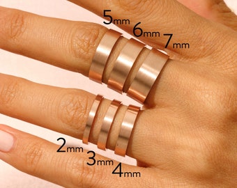 14k Solid Rose Gold Flat Wedding Band • FLAT • MATTE • Classic Wedding Rings for Men and Women • Plain Simple Wedding Band Ring