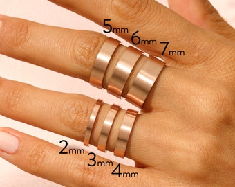 18K Solid Rose Gold Wedding Band • Matte Flat Ring