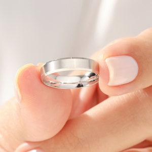 4 mm witgouden afgeschuinde trouwring • AFGEschuinde RAND • MAT • 10k, 14k, 18k massief witgouden trouwring voor mannen en vrouwen