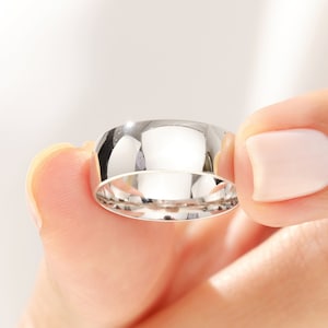 7mm White Gold Wedding Band • DOME • POLISHED • 10k, 14k, 18k Solid White Gold Wedding Ring for Men and Women • 7mm Simple Plain Band Ring