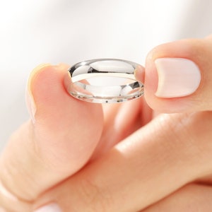 4mm White Gold Wedding Band • DOME • POLISHED • 10k, 14k, 18k Solid White Gold Wedding Ring for Men and Women • 4mm Simple Plain Band Ring