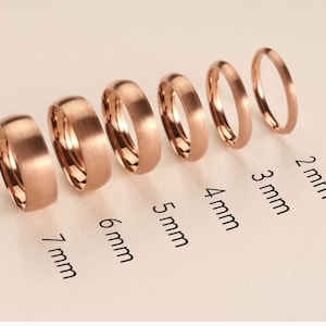 14k Solid Rose Gold Domed Wedding Band • DOME • MATTE • Classic Wedding Rings for Men and Women • Plain Simple Wedding Band Ring